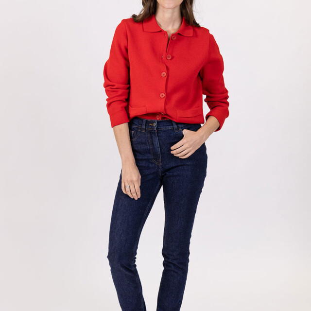 Maison Solfin - Veste femme en coton rouge – 4