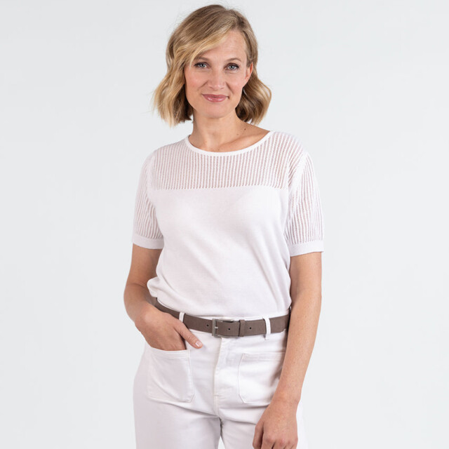 Maison-solfin - Pull femme ajouré coton blanc – 50