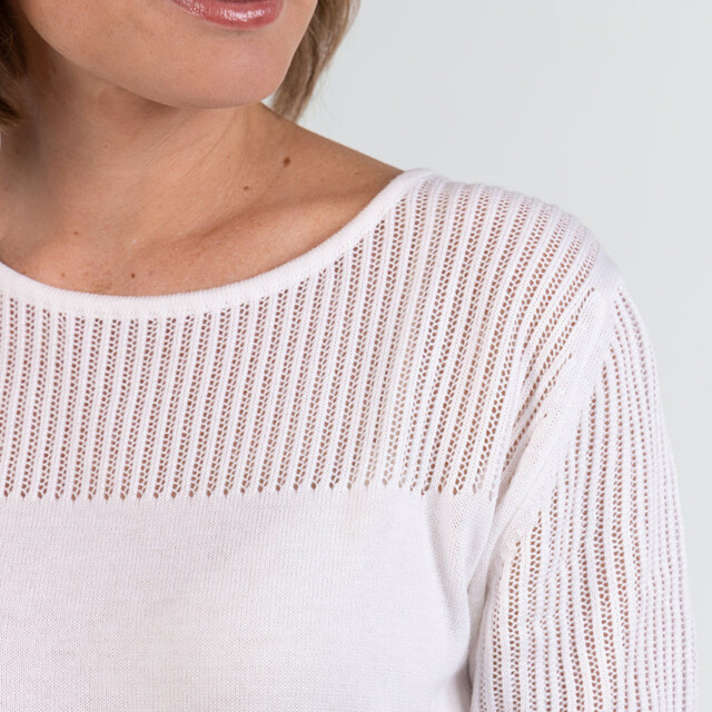 Maison-solfin - Pull femme ajouré coton blanc – 50