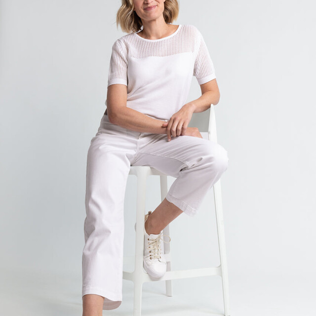 Maison-solfin - Pull femme ajouré coton blanc – 50