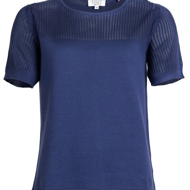 Maison-solfin - Pull femme ajouré coton bleu marine – 50