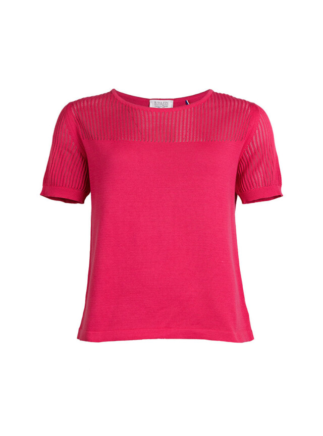 Maison-solfin - Pull femme ajouré coton rose fuchsia – 50