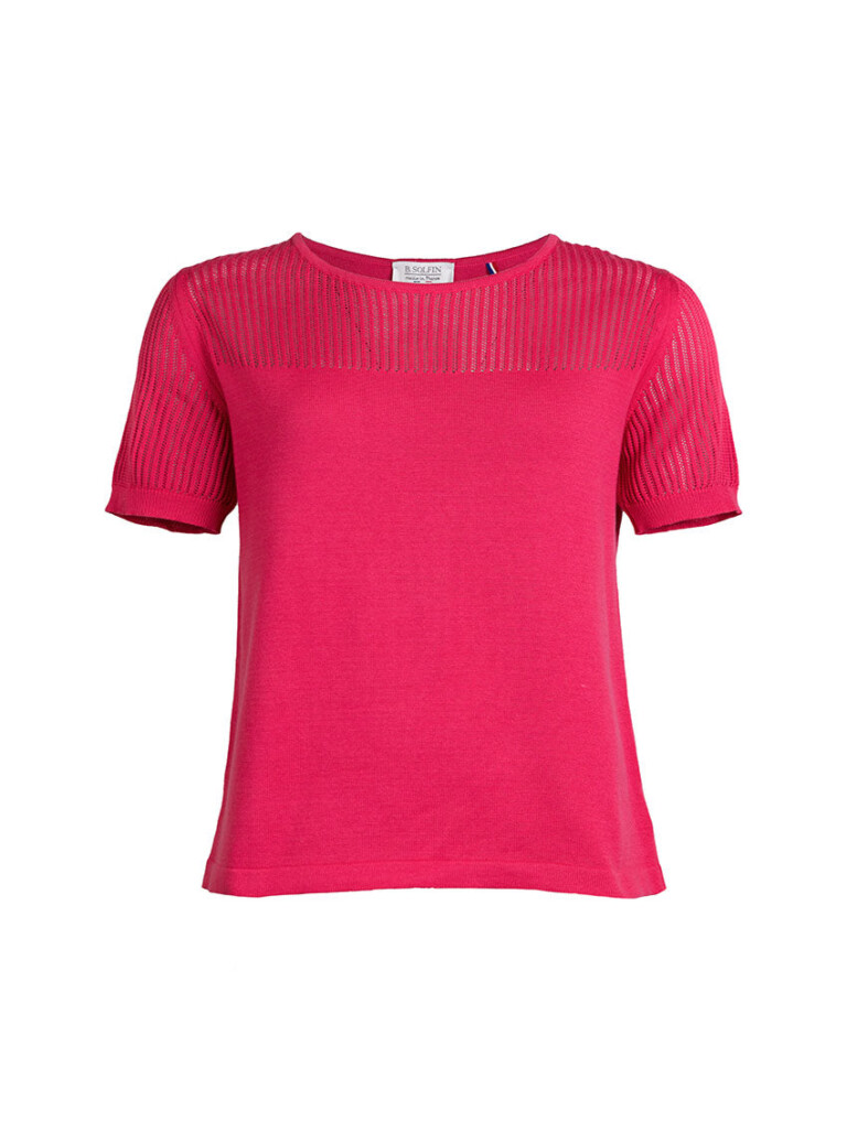 Maison-solfin - Pull femme ajouré coton rose fuchsia – 50