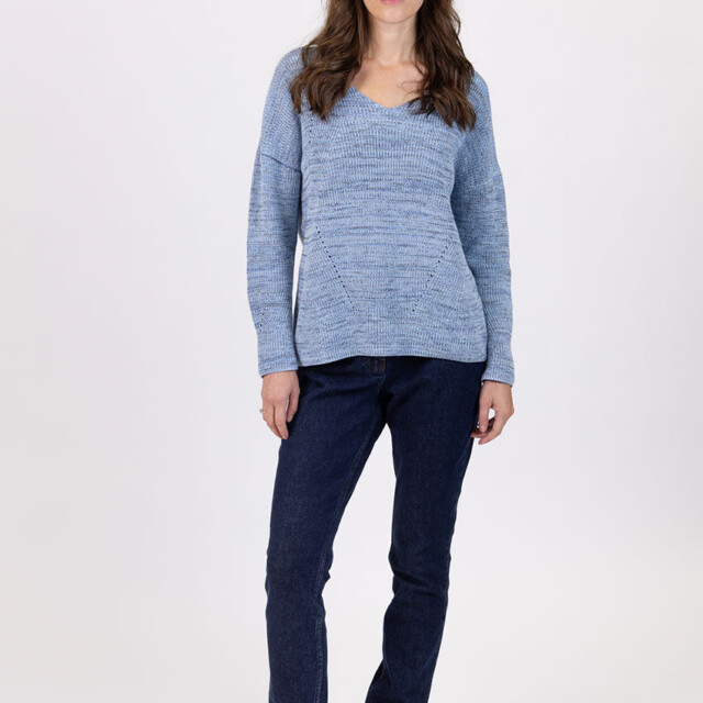 Maison Solfin - Pull femme décoleté dos bleu mer – 50
