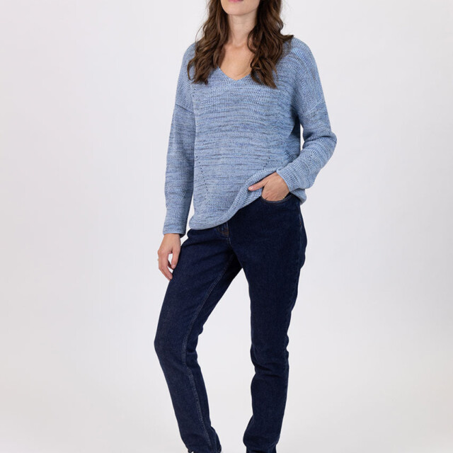 Maison Solfin - Pull femme décoleté dos bleu mer – 50
