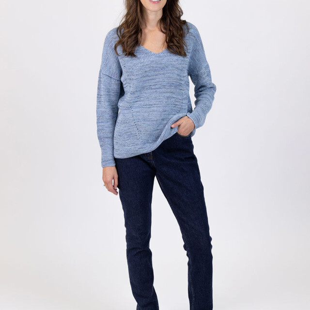 Maison Solfin - Pull femme décoleté dos bleu mer – 50