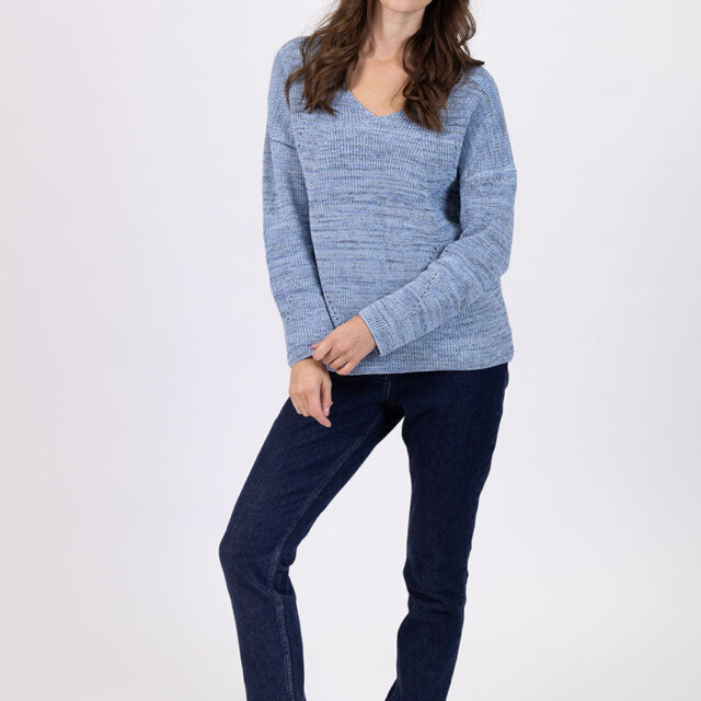 Maison Solfin - Pull femme décoleté dos bleu mer – 50
