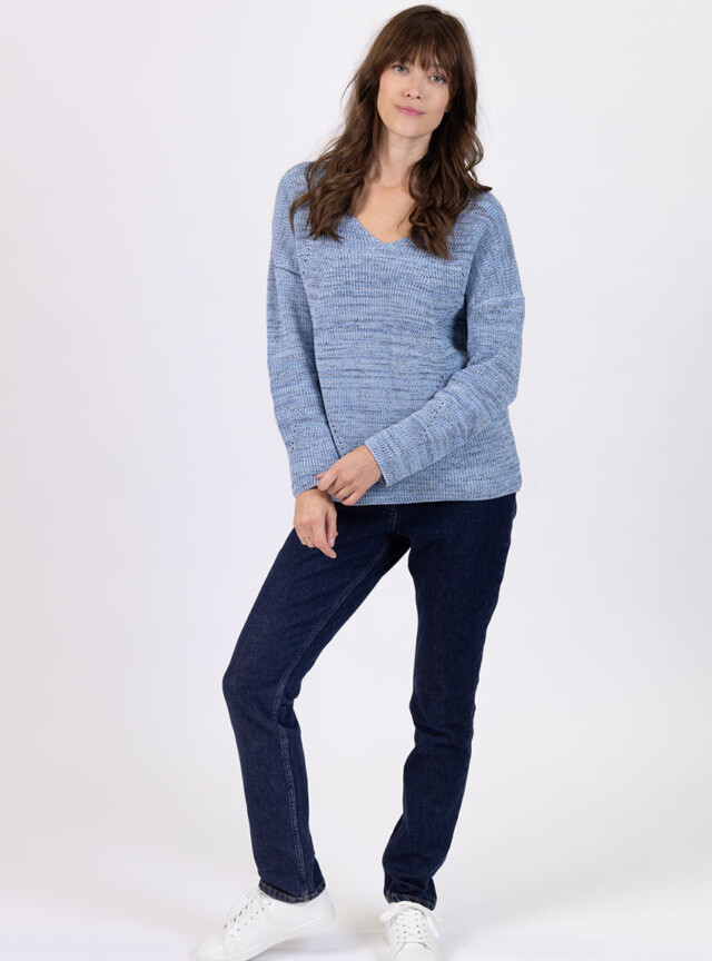 Maison Solfin - Pull femme décoleté dos bleu mer – 50