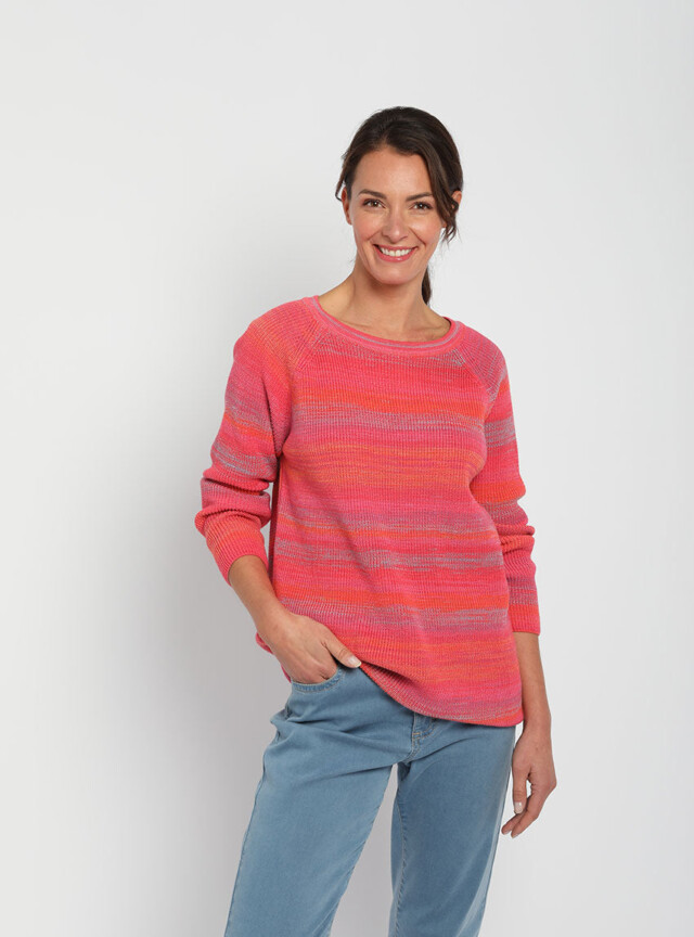 Pull femme en coton organique rose peps par la marque MAISON SOLFIN MAISON SOLFIN - Pull femme en coton organique rose peps