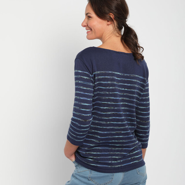 Maison Solfin - Pull marinière femme en coton bleu – 46