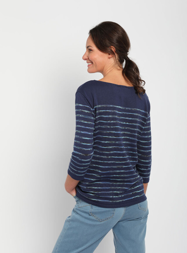 Maison Solfin - Pull marinière femme en coton bleu – 46