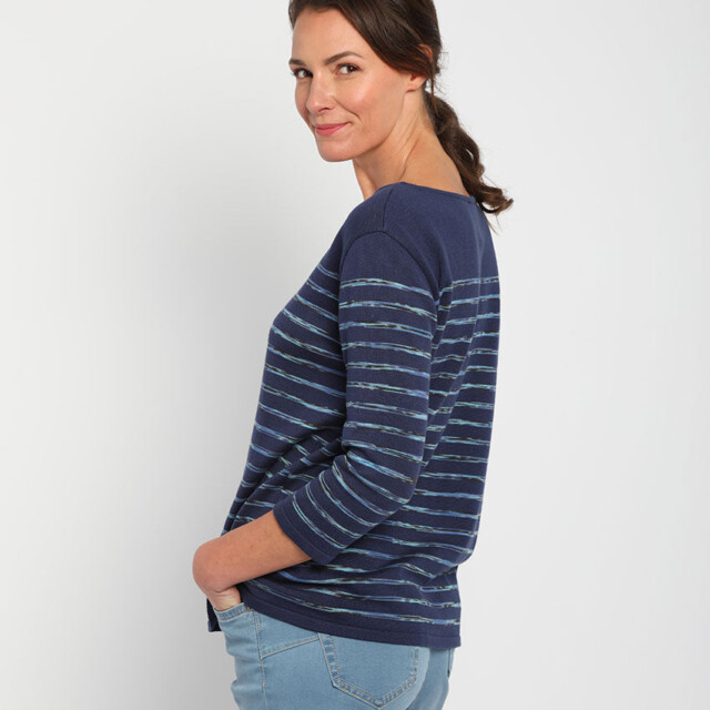Maison Solfin - Pull marinière femme en coton bleu – 46