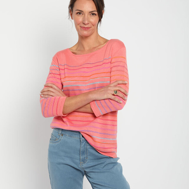 Maison Solfin - Pull marinière femme en coton rose – 50