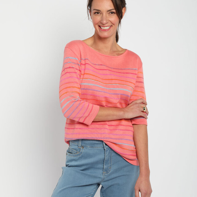 Maison Solfin - Pull marinière femme en coton rose – 50