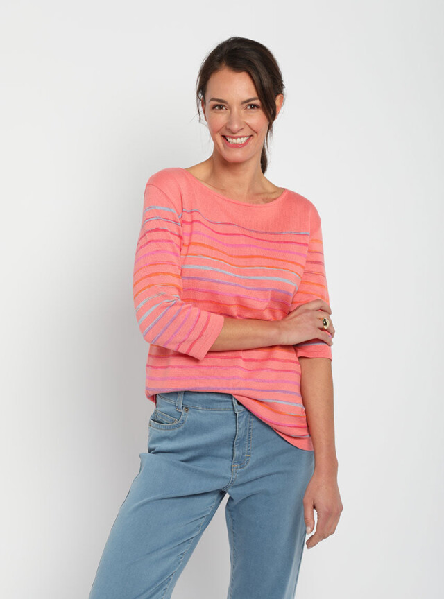 Maison Solfin - Pull marinière femme en coton rose – 50
