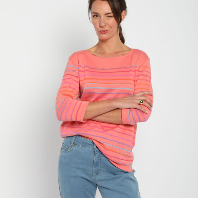 Maison Solfin - Pull marinière femme en coton rose – 50