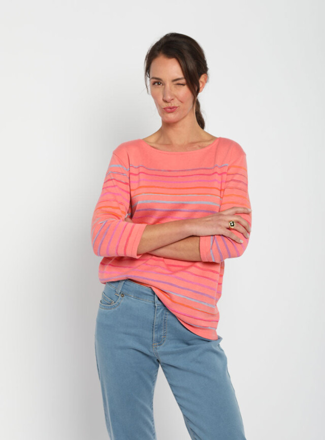 Maison Solfin - Pull marinière femme en coton rose – 50