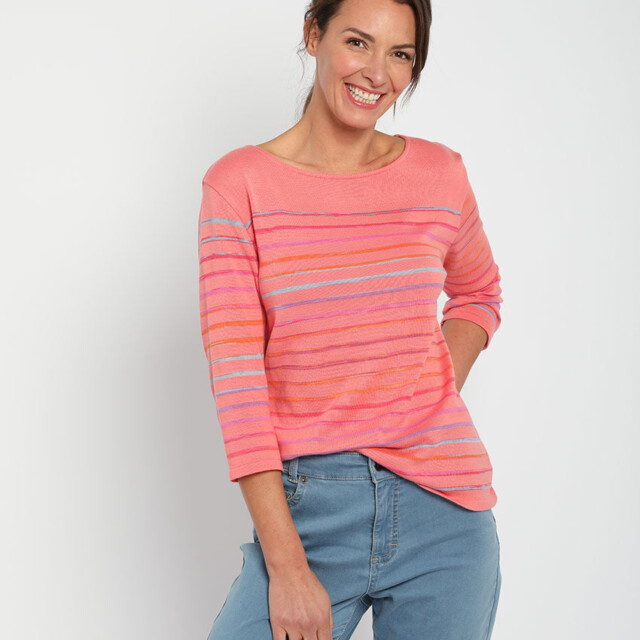 Maison Solfin - Pull marinière femme en coton rose – 50