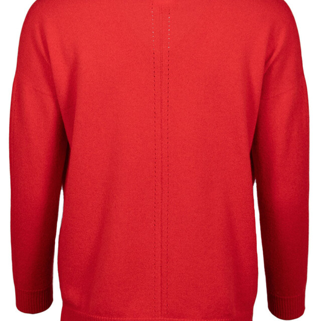 Maison Solfin - Pull femme col V laine et cachemire rouge tomate – 50