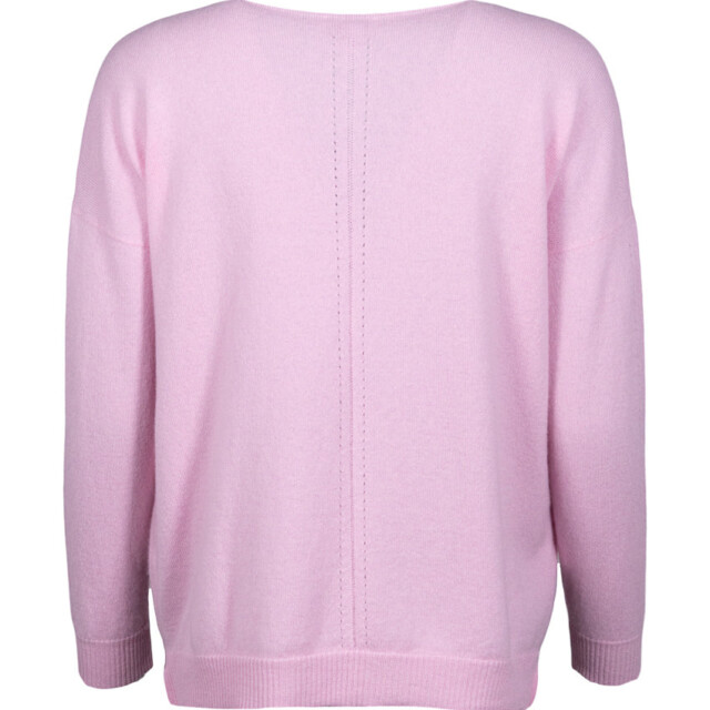 Maison Solfin - Pull femme col V laine et cachemire rose – 50