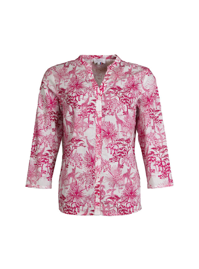 Maison Solfin - Chemisier femme en coton imprimé rose – 52