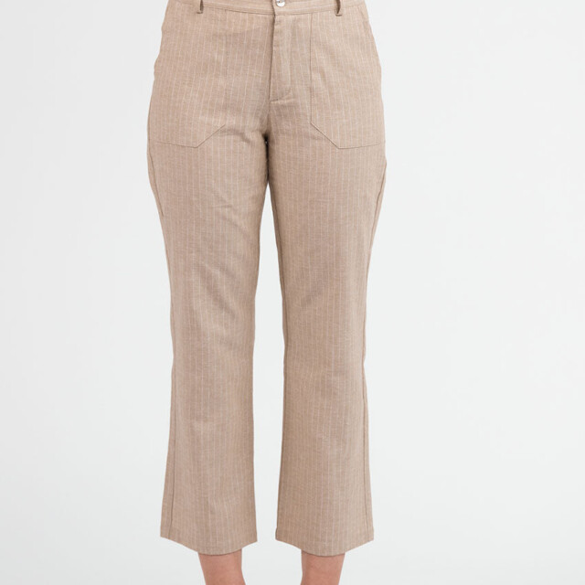 Maison-solfin - Pantalon rayé beige 7/8ème femme – 50