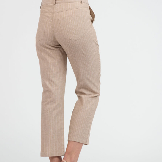 Maison-solfin - Pantalon rayé beige 7/8ème femme – 50