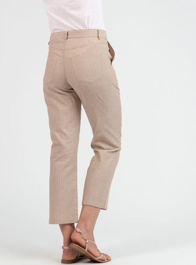 Maison-solfin - Pantalon rayé beige 7/8ème femme – 50