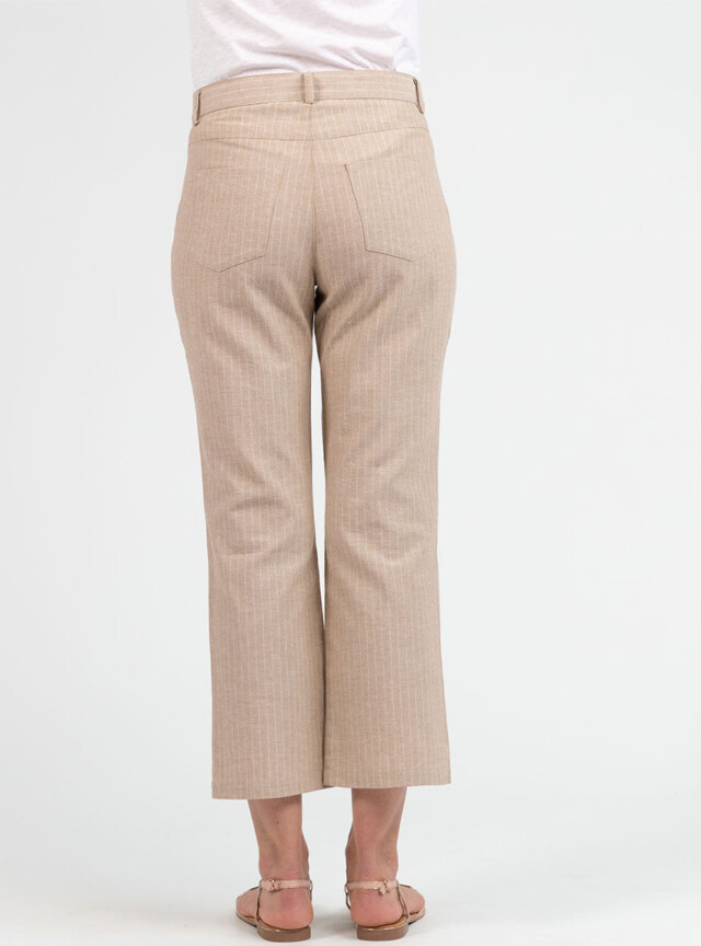 Maison-solfin - Pantalon rayé beige 7/8ème femme – 50