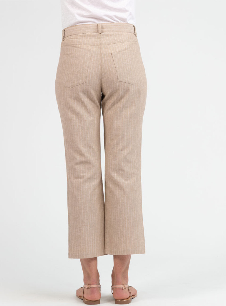 Maison-solfin - Pantalon rayé beige 7/8ème femme – 50