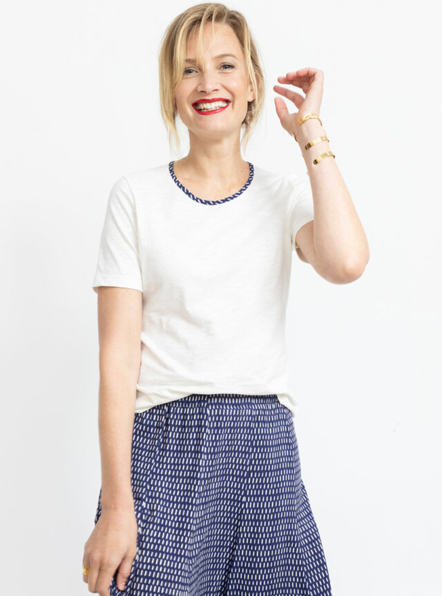 MAISON SOLFIN - Tee-shirt femme en coton blanc écru