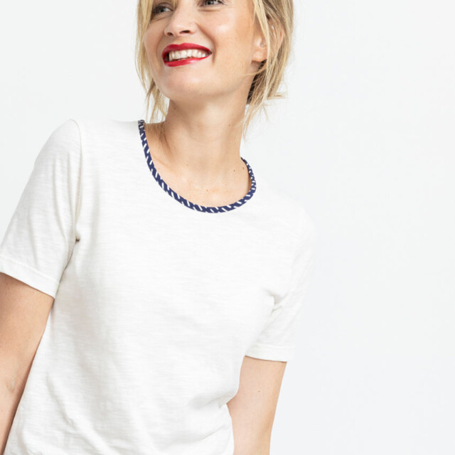 Maison-solfin - Tee-shirt femme en coton blanc écru – 1