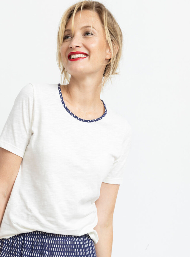 Maison-solfin - Tee-shirt femme en coton blanc écru – 1