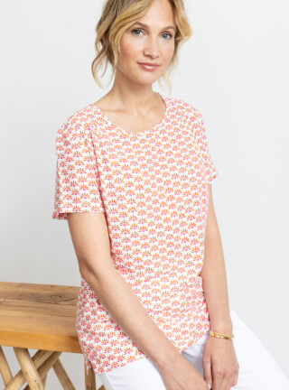 MAISON SOLFIN - Blouse femme viscose imprimé orange