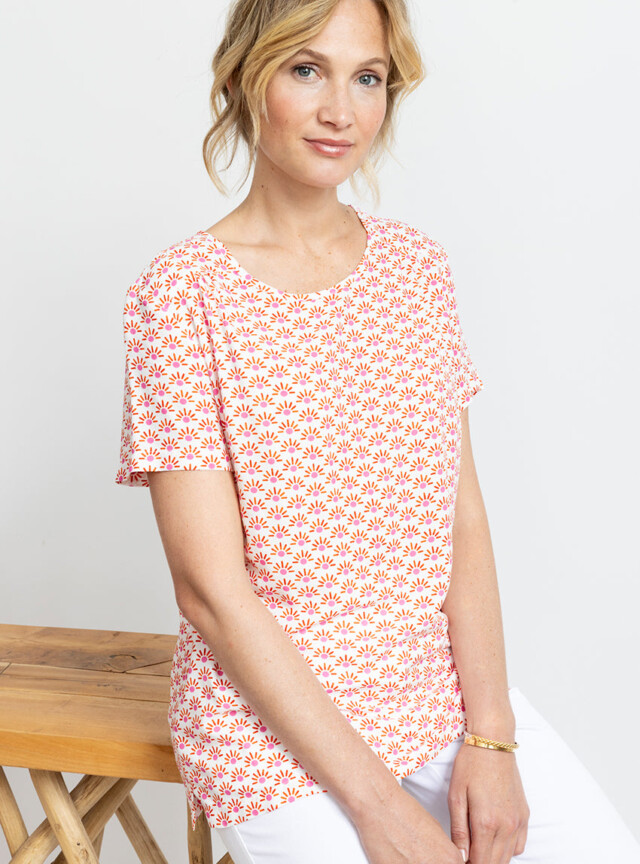 MAISON SOLFIN - Blouse femme viscose imprimé orange