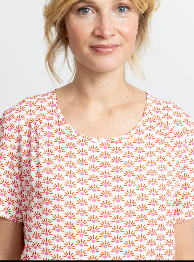 Maison Solfin - Blouse femme viscose imprimé orange – 48