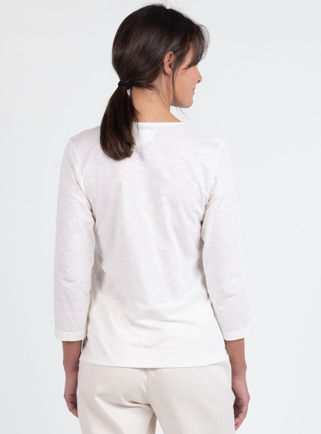 Maison Solfin - Tee-shirt femme en coton blanc crème – 5