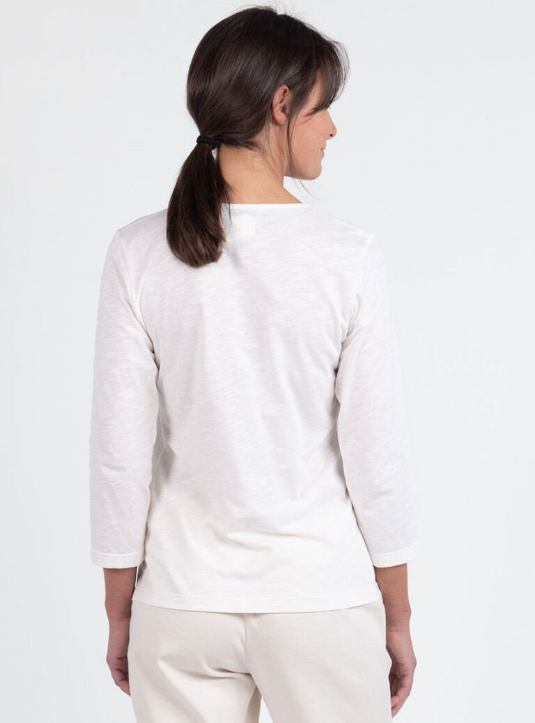 Maison Solfin - Tee-shirt femme en coton blanc crème – 5
