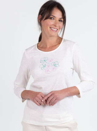 MAISON SOLFIN - Tee-shirt femme en coton blanc crème