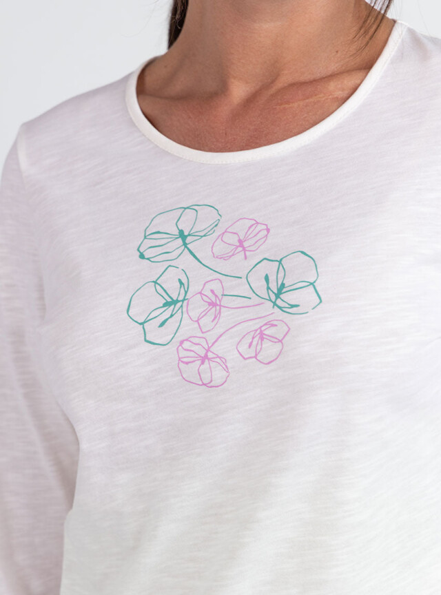 Maison Solfin - Tee-shirt femme en coton blanc crème – 5