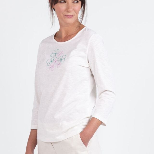 Maison Solfin - Tee-shirt femme en coton blanc crème – 5