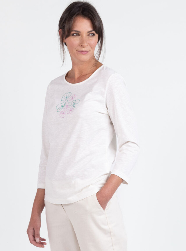 Maison Solfin - Tee-shirt femme en coton blanc crème – 5