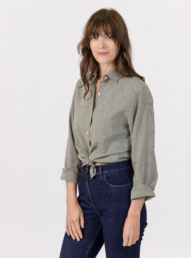 Maison Solfin - Chemise femme décontractée vert bronze – 50