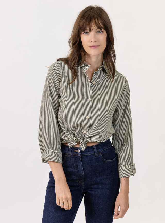MAISON SOLFIN - Chemise femme décontractée vert bronze