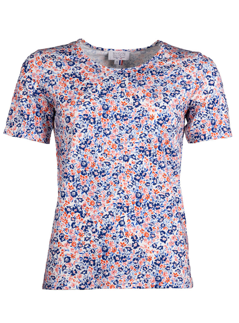 Maison-solfin - Tee-shirt femme imprimé floral bleu – 1