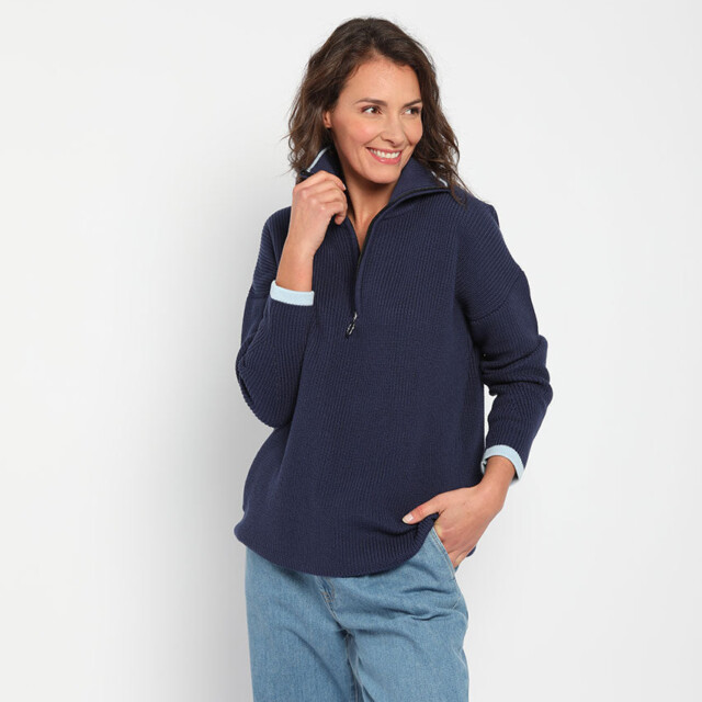 Maison Solfin - Pull col camionneur femme bleu marine – 50