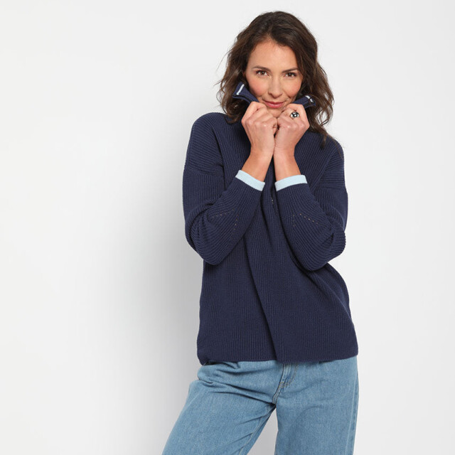 Maison Solfin - Pull col camionneur femme bleu marine – 50