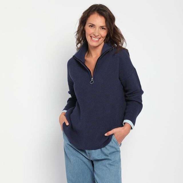 Maison Solfin - Pull col camionneur femme bleu marine – 50