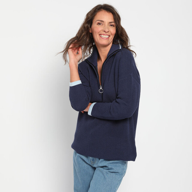 Maison Solfin - Pull col camionneur femme bleu marine – 50