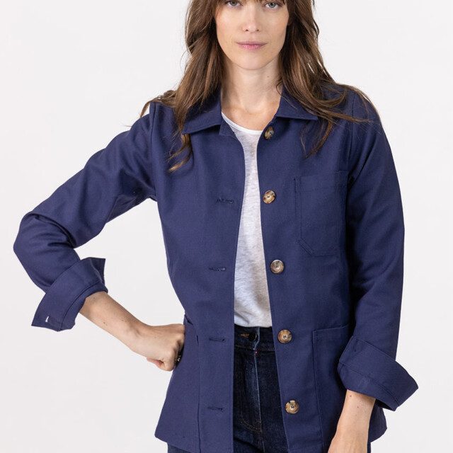 Maison-solfin - Veste femme style veste de travail bleu marine – M
